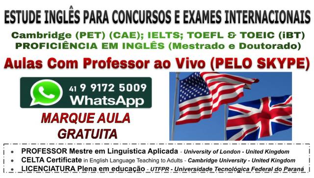 Aula de Inglês Particular |R$ 25,00 hora Curso Intensivo|Aulas Conversação Skype