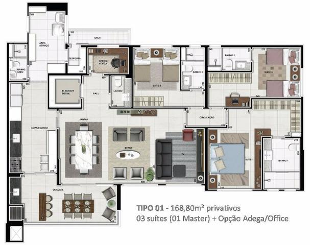 Apartamento Niovo 3/4 Sendo 3 Suites no Ed. Splendore da Plaenge - Foto 2