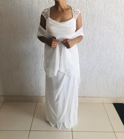 Vendo vestido branco longo. Usado uma vez. Social. - Foto 5