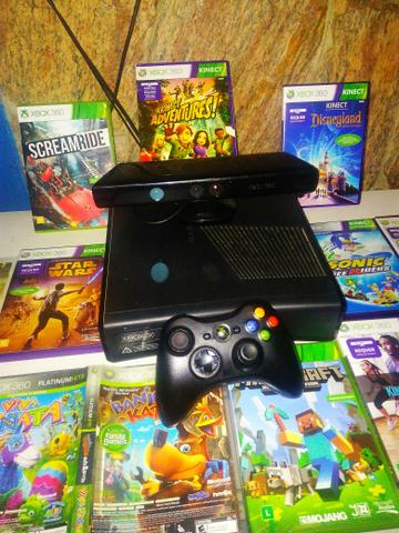 Xbox 360 Slim + Kinect + 10 Jogos