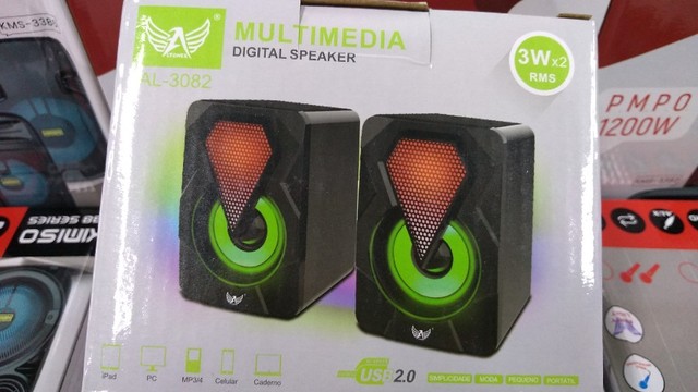 Caixa de som para pc celular ou laptop com iluminação retro 6W Rms - Foto 2