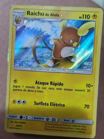 Pokémon Pikachu Raichu Raichu De Alola Com Lote 100 Cartas