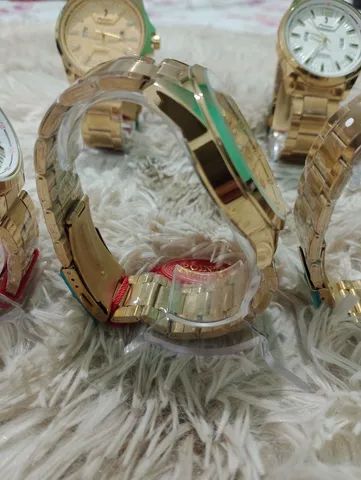 Relógio dourado aprova dágua, masculino. - Foto 3