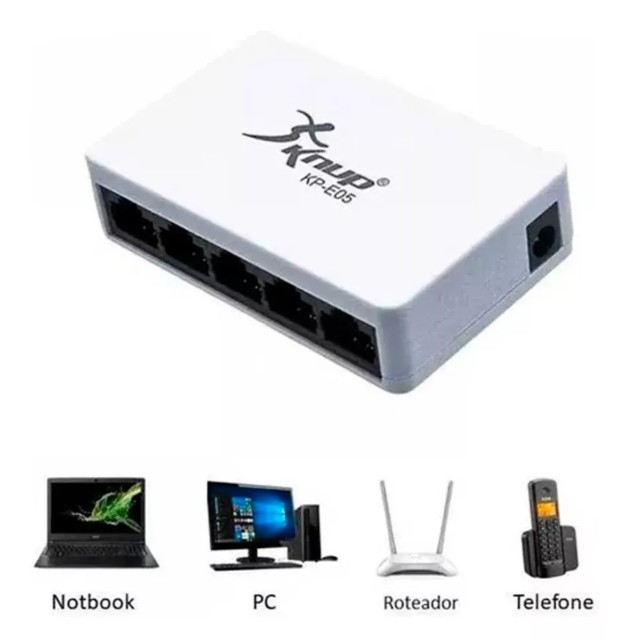 Hub Mini Switch 5 Porta Knup KP-E05A Internet 10/100mbps - Foto 4