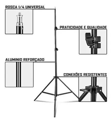 Tripé 2.10M Universal Ajustável suporta até 2,5kg + Suporte Celular Brinde - Foto 2