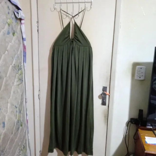 vestido P longo - verde musgo