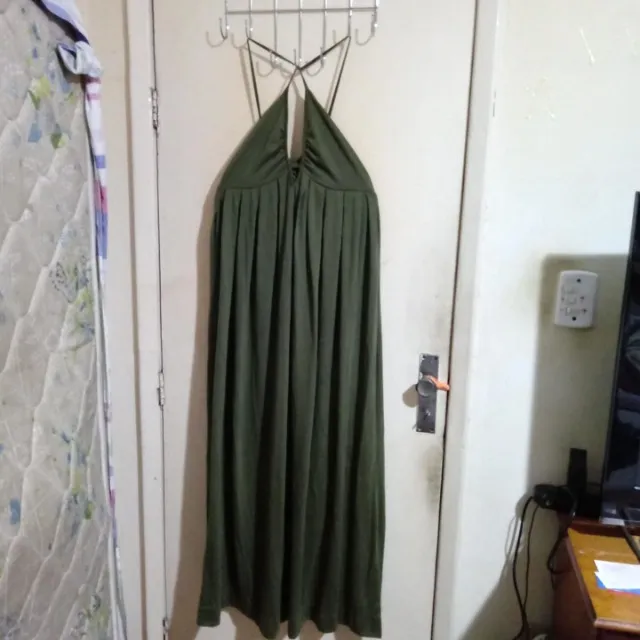vestido P longo - verde musgo