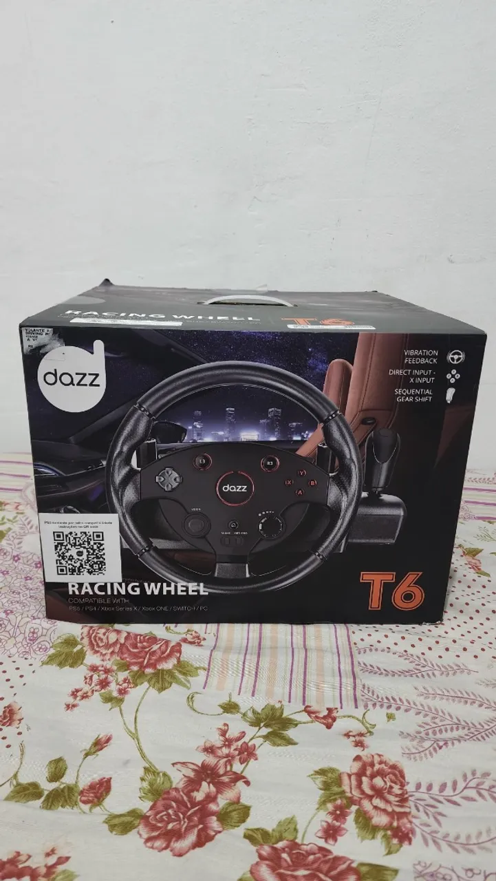 Volante e Pedal Force Driving T6 Dazz Ps4 Xbox Pc
