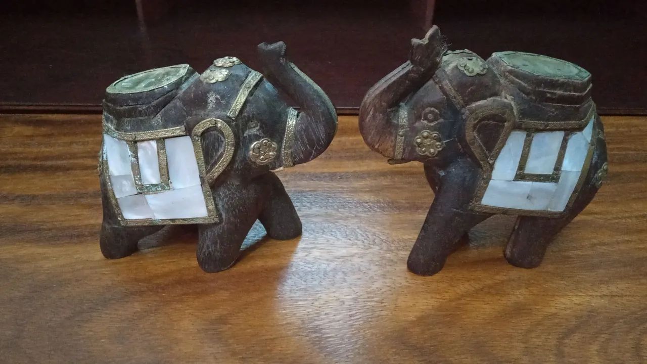 Par de esculturas de elefantes  antigos - Foto 2