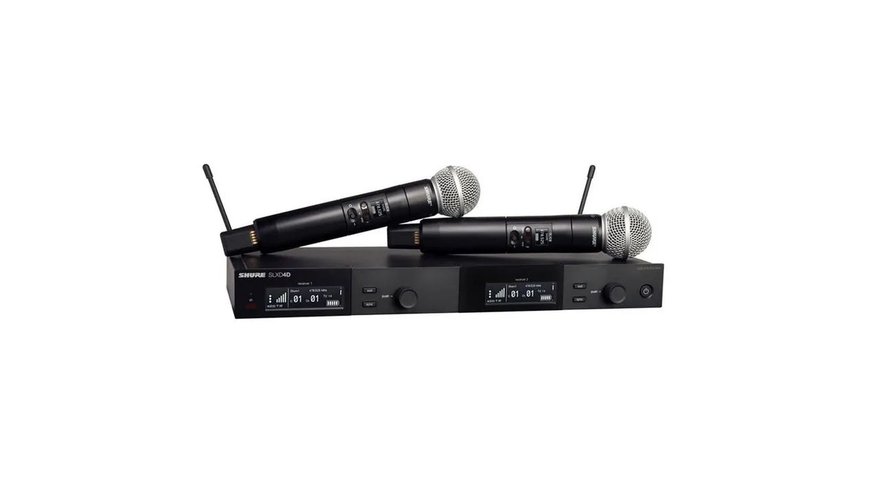Microfone Sem Fio Duplo Shure SLXD24D/SM58 | 2 Transmissores SLXD2 com cápsulas SM58