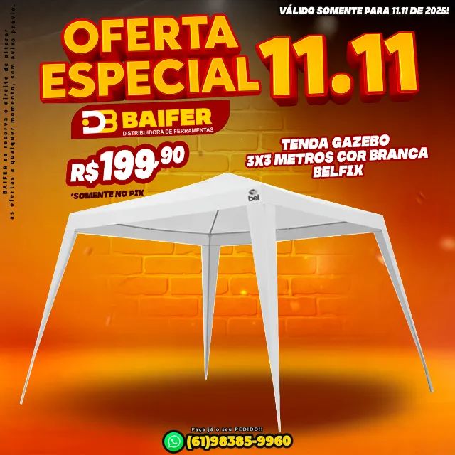 Tenda Gazebo 3x3 Metros Branca Belfix