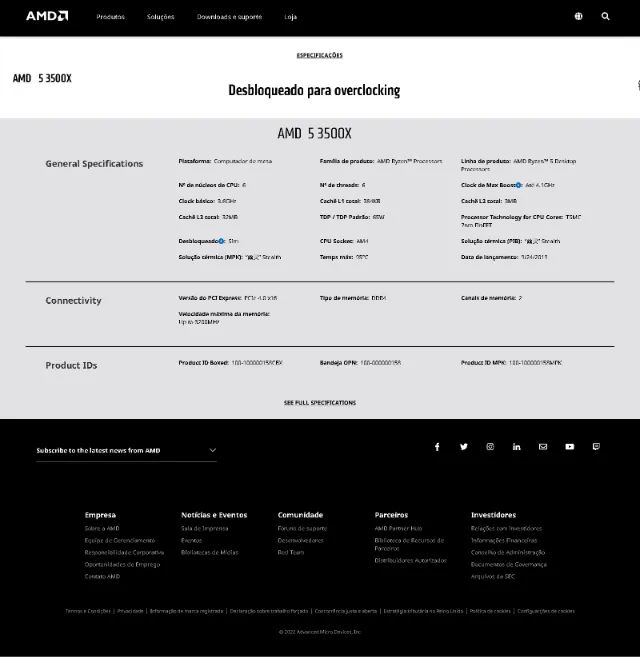 Processador AMD Ryzen 5 3500X 4.1Ghz PCI 4.0 RAM 3200Mhz 32MB Cache - Foto 3