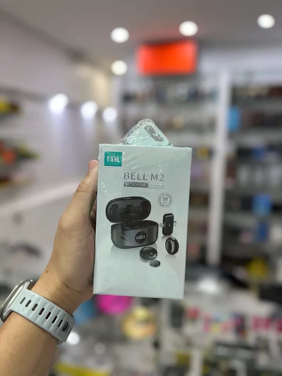 Microfone de Lapela FAM Tipo C e Lighting - Lacrado