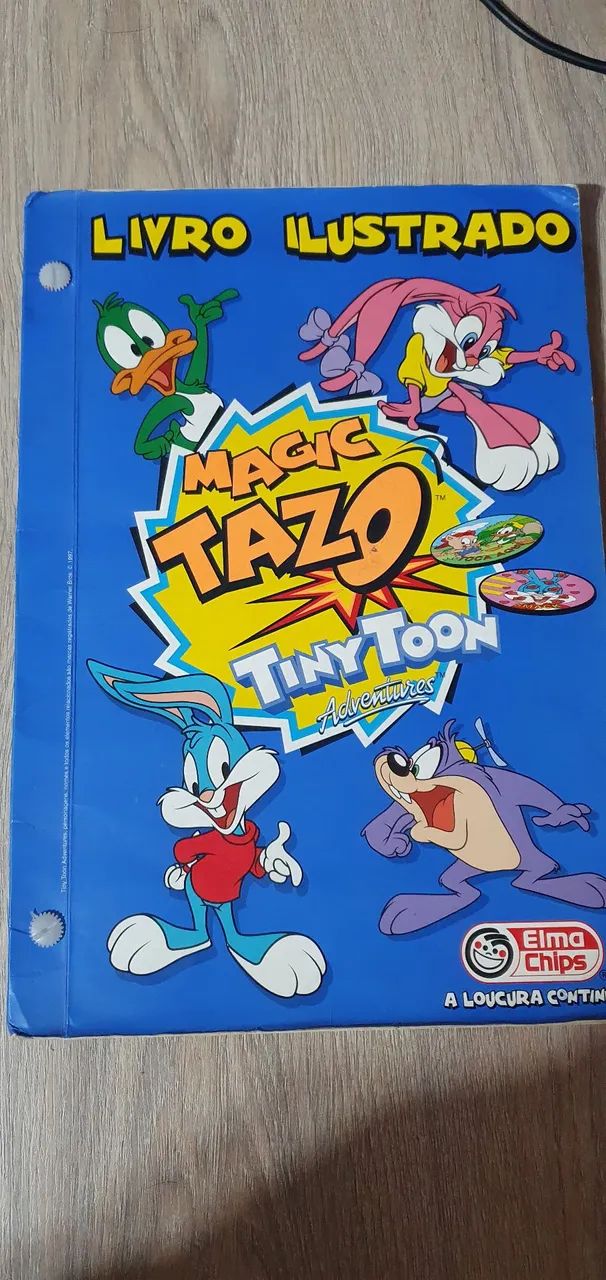 Álbum tazos original elma chips Magic Tazo Tiny Toon Adventures em bom estado Sem os tazos