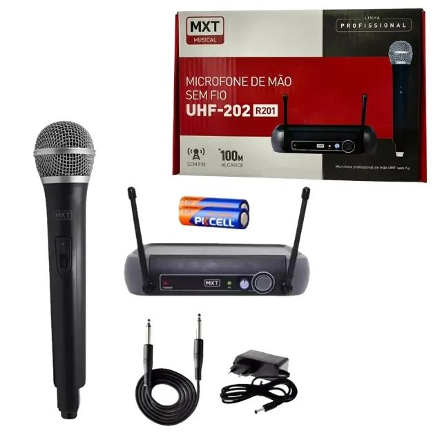 MICROFONE UHF SEM FIO DE MAO, FREQ.: 687.6MHZ - MOD.: UHF-202/R201