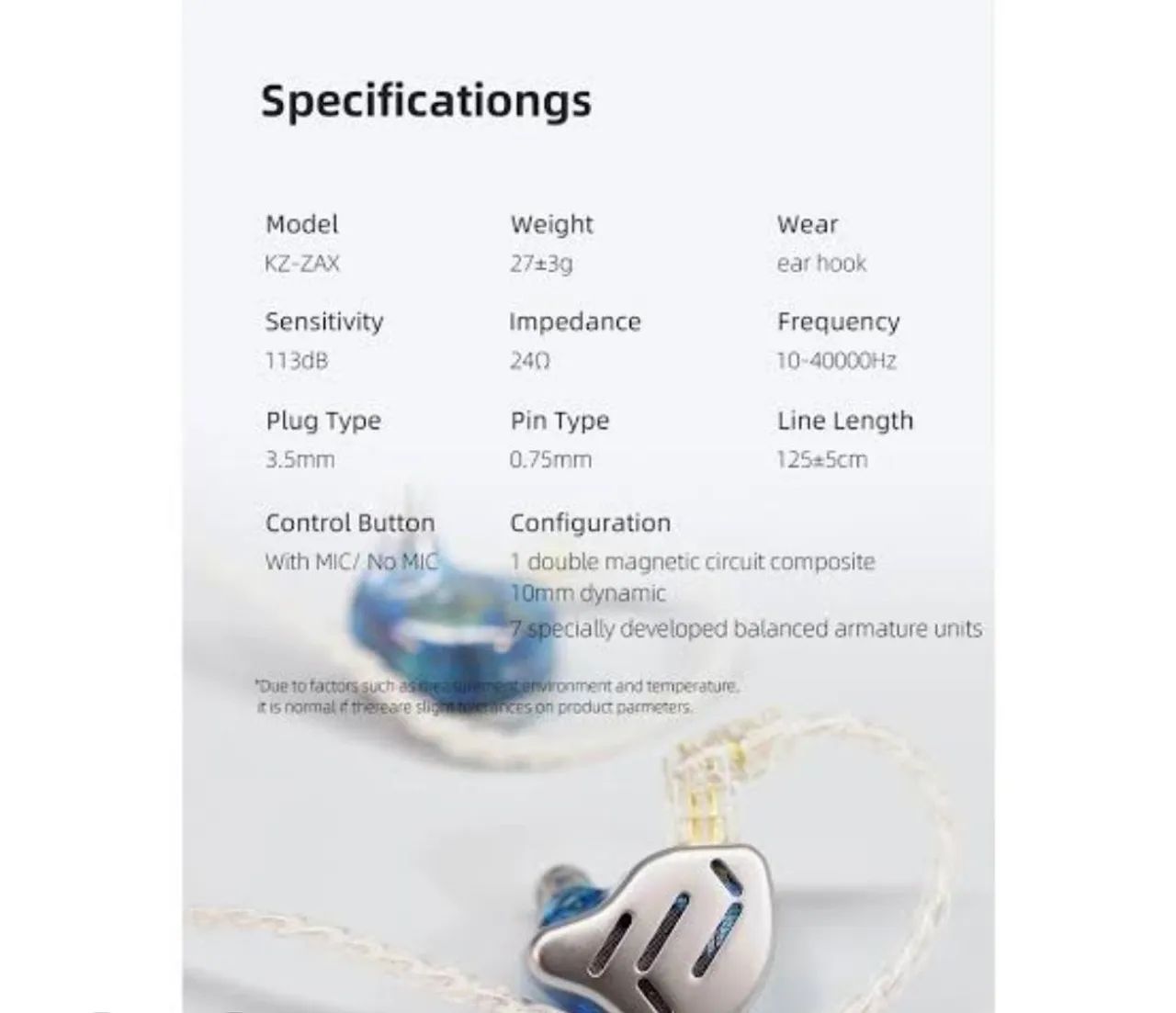 Fones de Ouvido In-Ear Premium - Novo kz ZAX - Fones de Ouvido