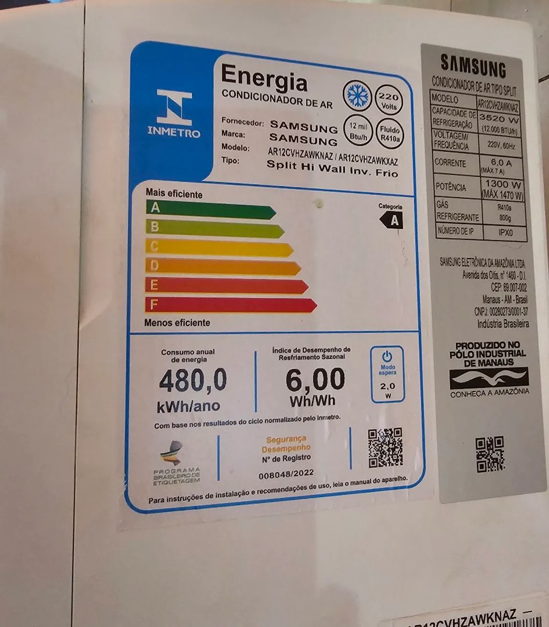 Ar Condicionado Split Samsung 12000 BTUs Frio
