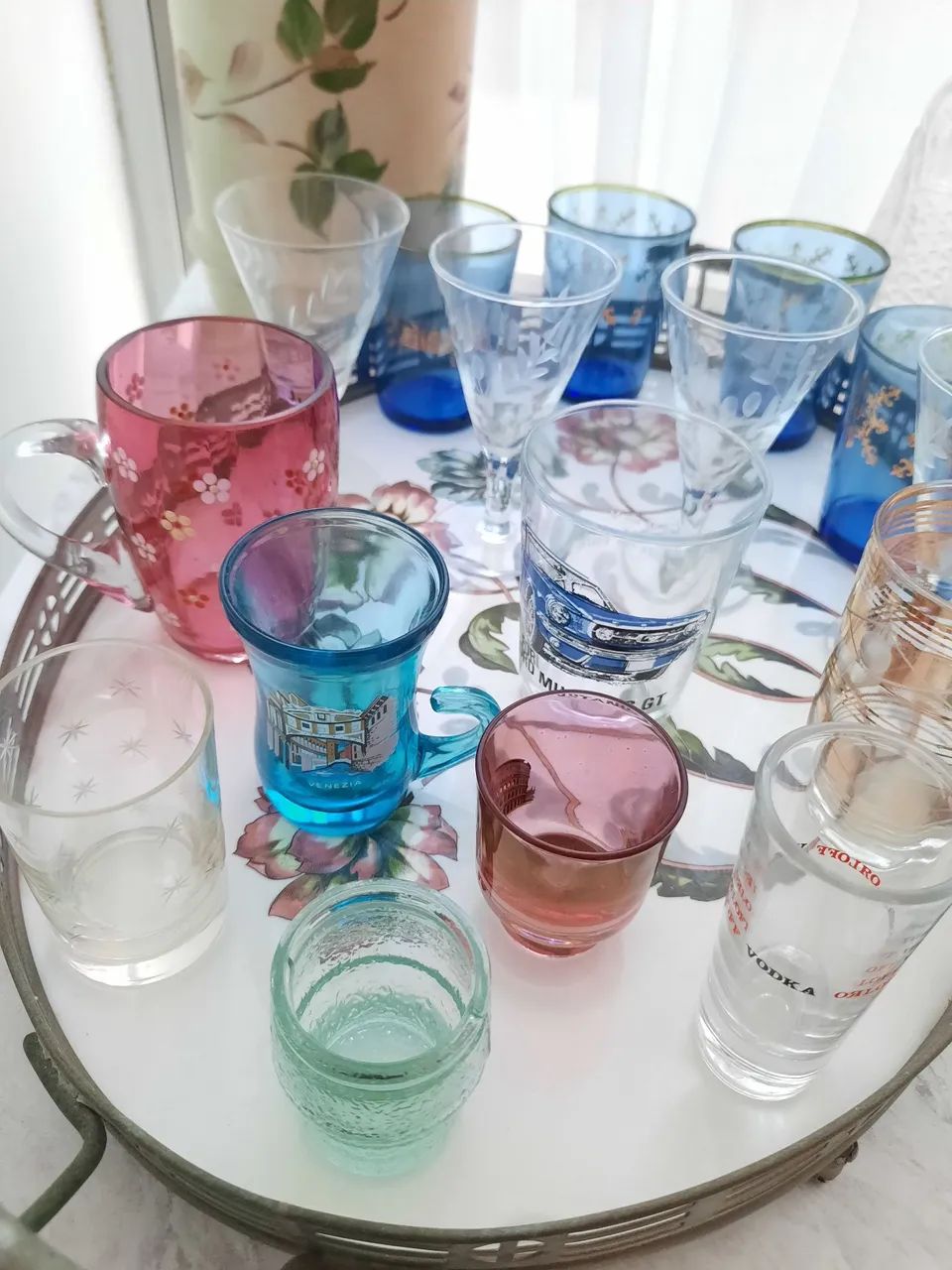 Coleção de Copos de cristal e Bandeja Vintage Decorativa - Foto 2