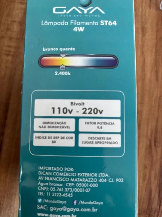 KIT C/ 5 Lampadas Filamento Led ST 64 - 4w - 2400k - Bivolt - Âmbar - Retrô - Marca: Gaya - Foto 4