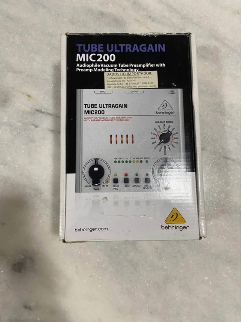 PRÉ AMPLIFICADOR BEHRINGER TUBE ULTRAGAIN MIC200 PROFISSIONAL