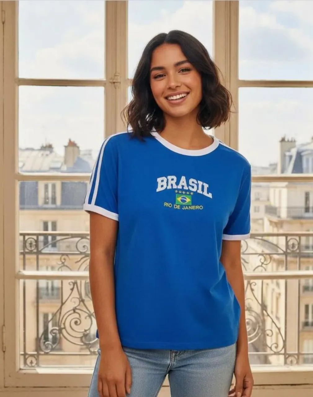 Blusa Bandeira Do Brasil Bordada G