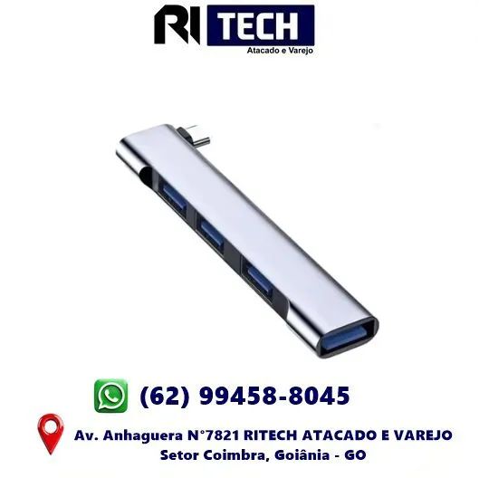 Hub Adaptador Tipo C 4 Em 1 Usb 3 0 + 2.0 Aluminio Compacto