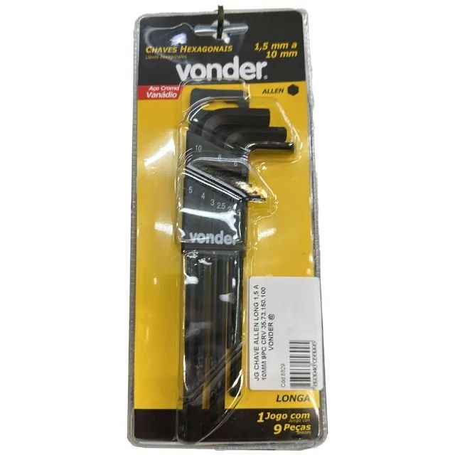 Jogo Chave Allen Longa 1,5 a 10mm 9Pçs Crv Vonder - Foto 4