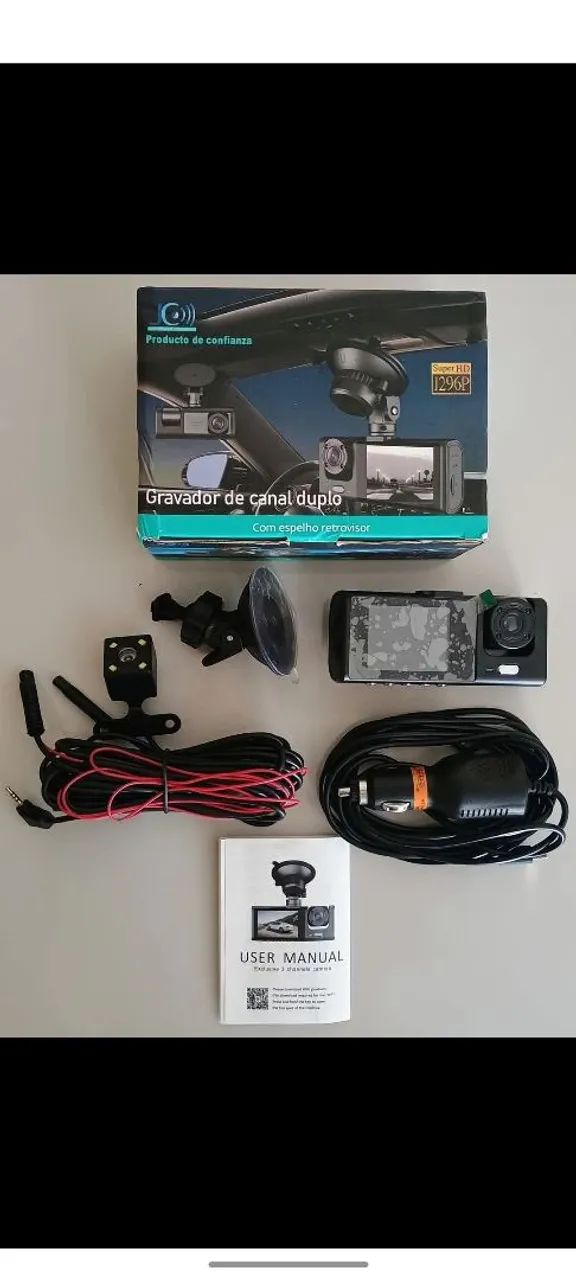 Câmera de ré duploa Full ahd 1296p com espelho retrovisor 
