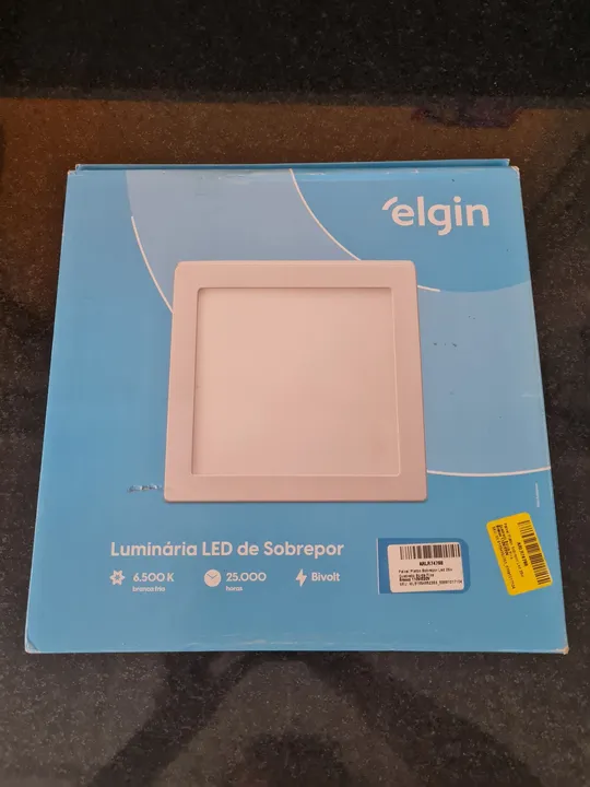 Painel plafon Led Sobrepor Quadrado 24w 6500k bivolt branca Elgin