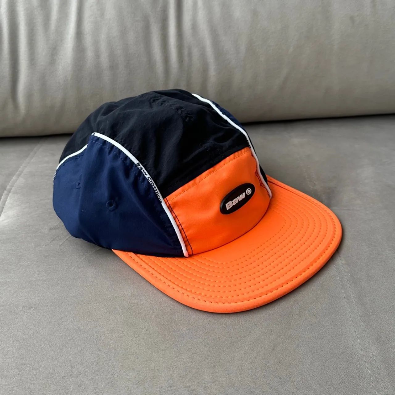 Boné 5 Five Panel Elipse Baw Clothing Laranja Preto e Azul Original