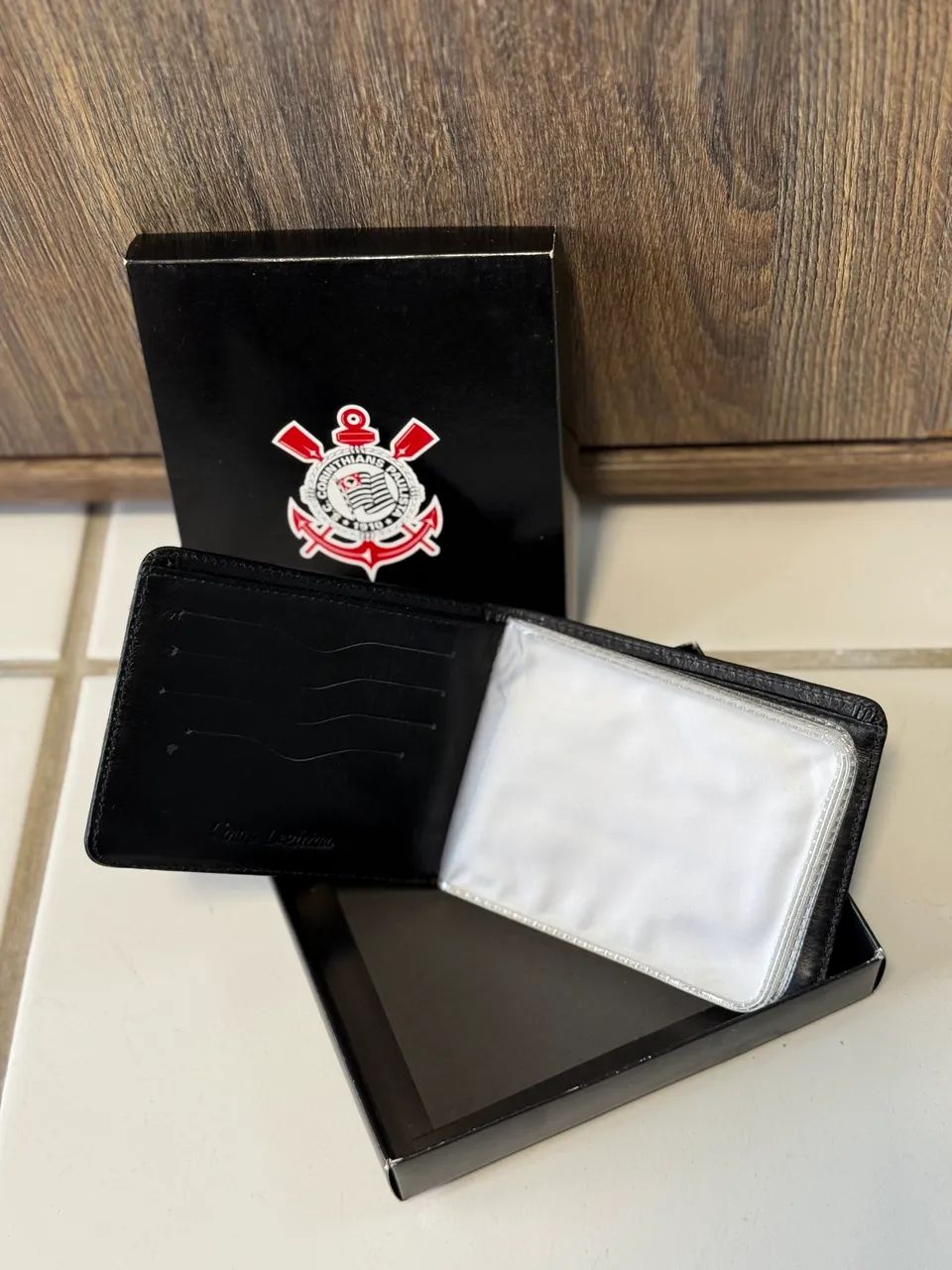 Carteira em couro legítimo preta do Corinthians (nova). - Foto 3