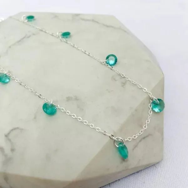Choker de Prata com Pedras Verdes - Foto 2