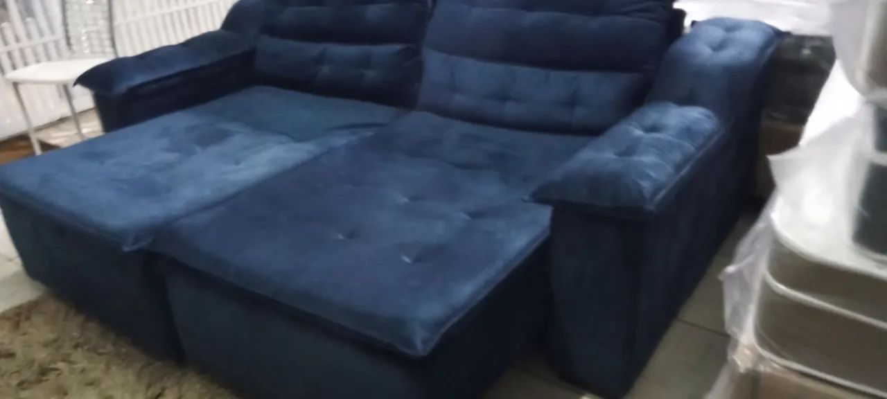Sofá de canto azul confortável - Foto 3