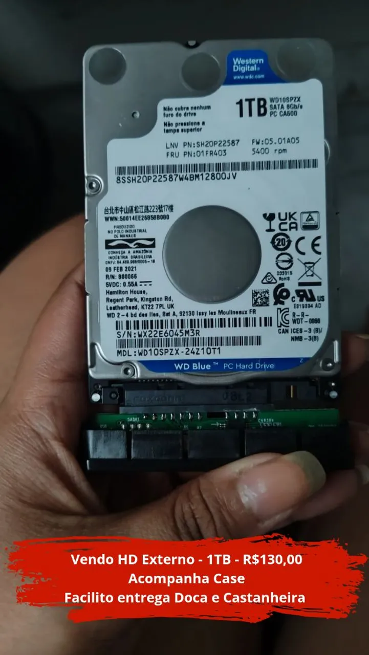 HD Externo 1TB com Case - Facilito entrega