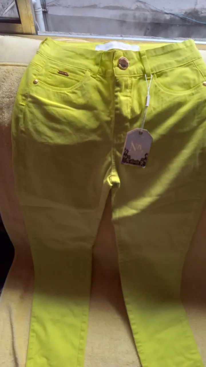 CALÇA SARJA VERDE NEON INDIGO JEANS - Foto 2