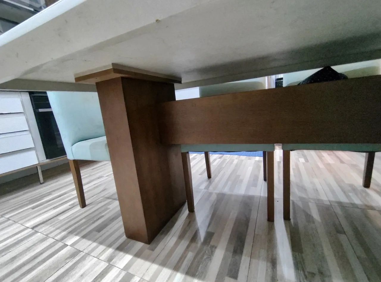 Mesa laca branca de jantar com 6 cadeiras  - Foto 5
