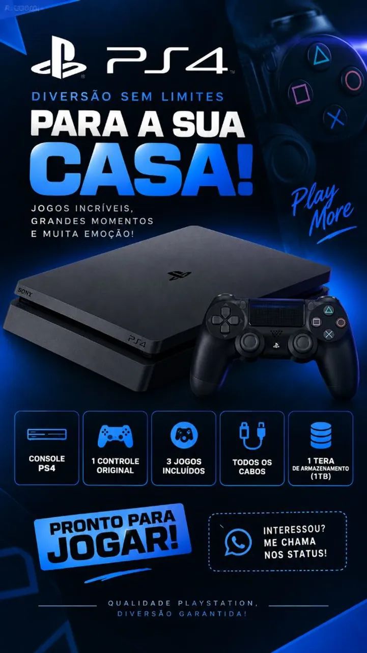 PS4 1Tb Perfeito, Com Jogos