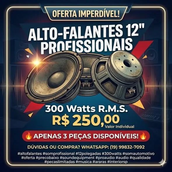 SUPER OFERTA DE ALTO-FALANTES PROFISSIONAIS! ? Alto Falantes de 12 Polegadas 300watts  - Foto 5