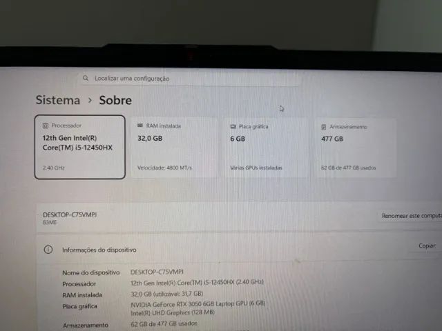 Notebook Lenovo Loq RTX 3050 i5 12450HX 32gb RAM - Foto 2