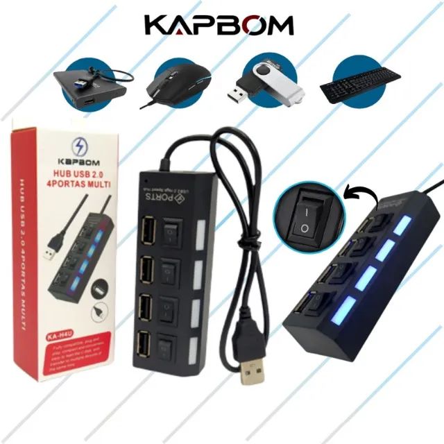Hub Usb com 4 Portas Chaveado Kapbom