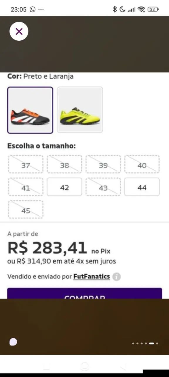 chuteira society adidas predator artilheira 24 unissex - preto+laranja - Foto 5