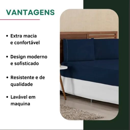 Jogo De Cama Casal Padrão 3 Peças Fronha Ponto Palito C/ Elástico 400 Fios Toque Acetinado