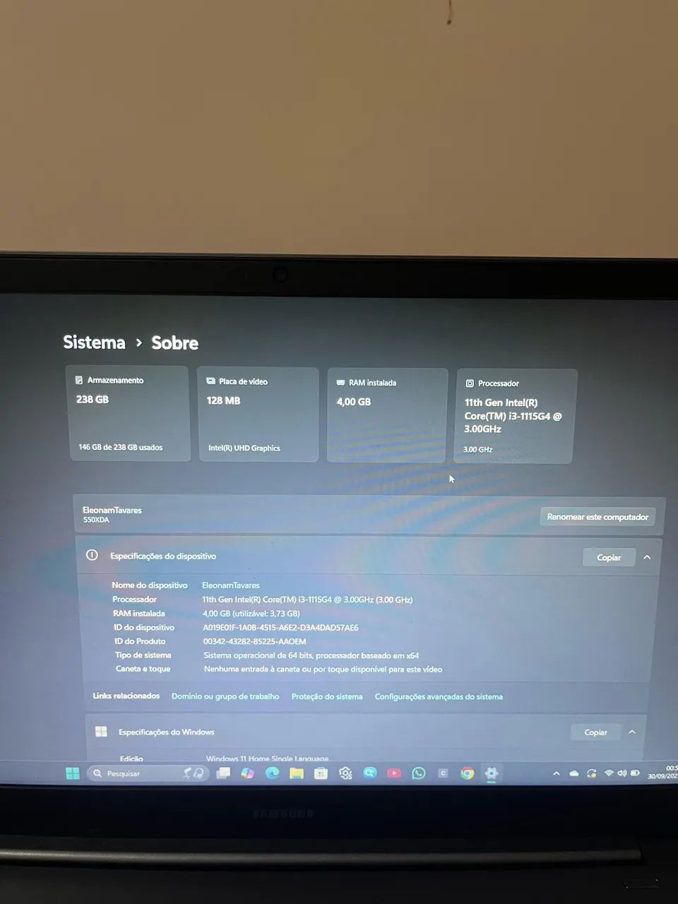 Vendo notebook Samsung 