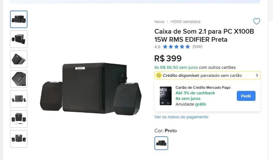 Caixa de som EDIFIER 2.1 X100B 15w rms - Foto 5