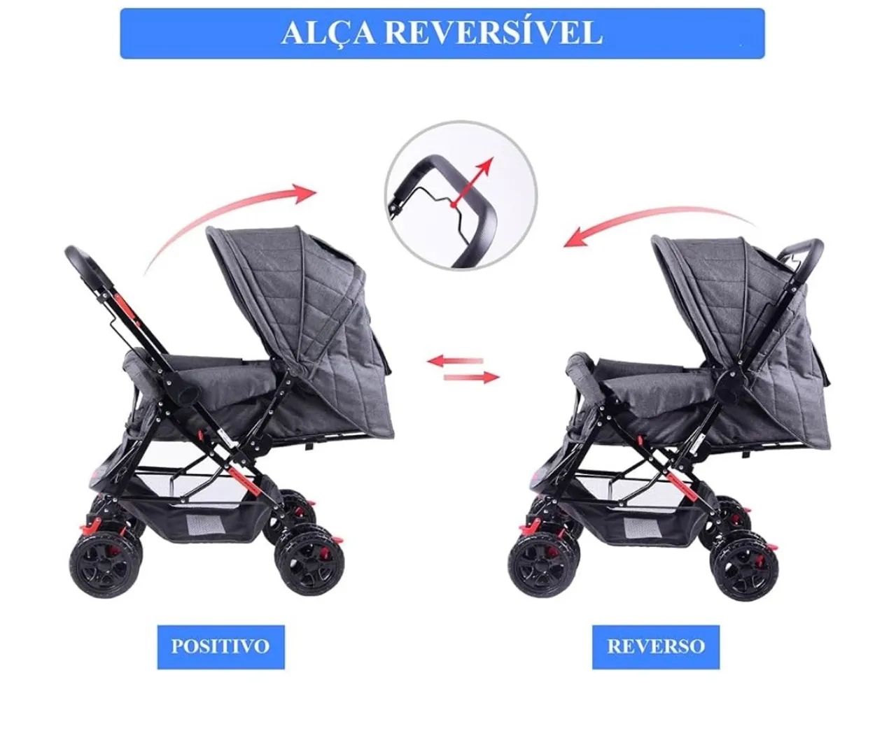 Carrinho de bebê passeio tipo berço multifuncional (preto) mescla Bambinelli - Foto 2