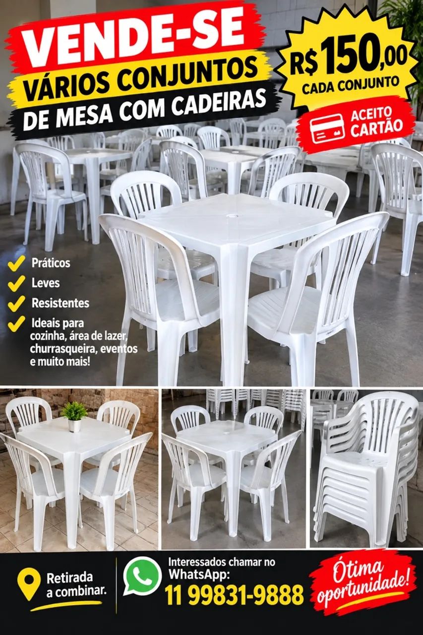 Cadeiras   Marfinite e mesas de plástico já usadas é bom estado  - Foto 5