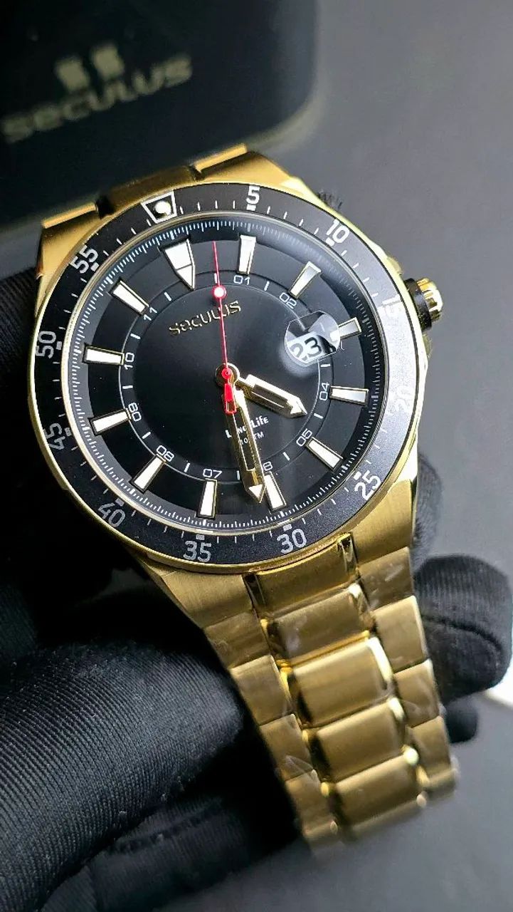 Relógio Seculus Long Life 45mm Dourado 77347G0SVDA3 - Foto 2