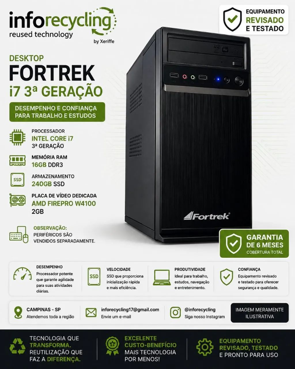 Desktop Fortrek i7 de 3ª Geração