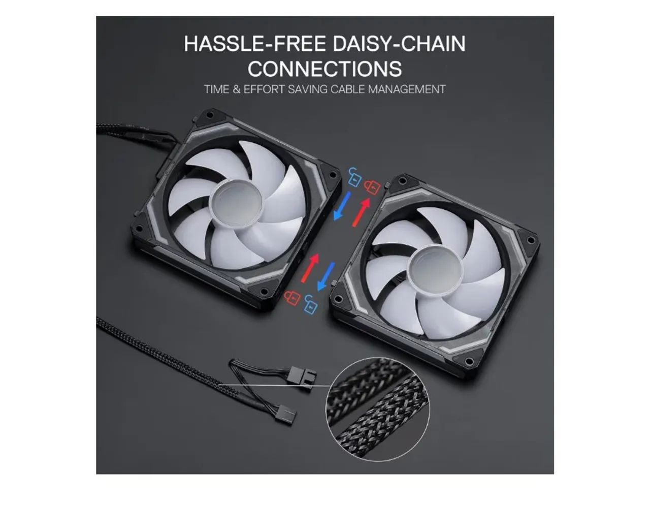 Kit com 3 Fans Redragon ARGB Infinity Mirror Pretas Interligáveis 120 mm - Foto 3