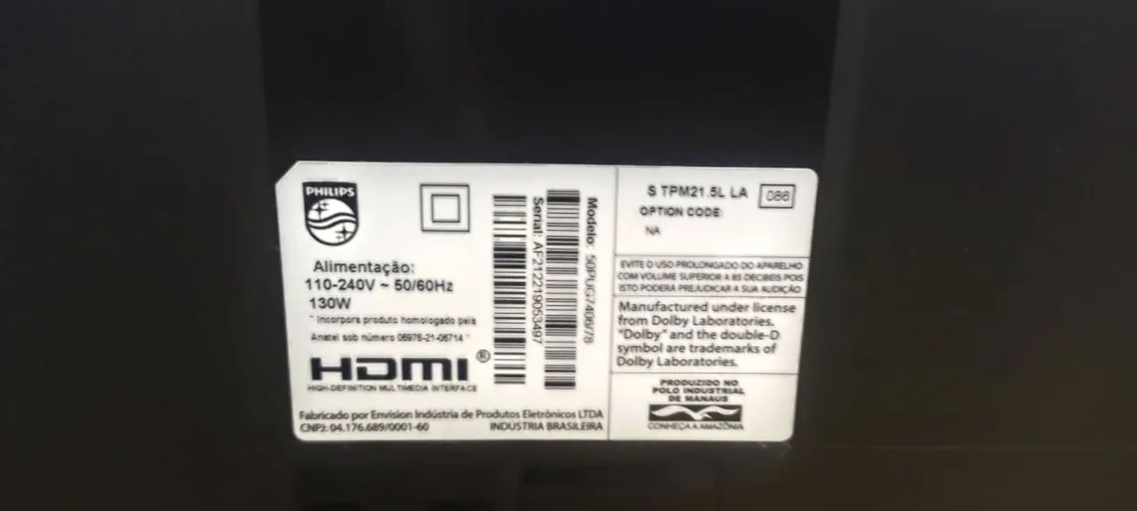 Tv para retirada de peça 